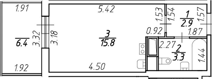 Планировка — Аквилон Stories, Студия, 21 м²