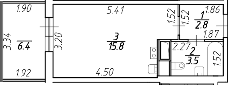 Планировка — Аквилон Stories, Студия, 21 м²