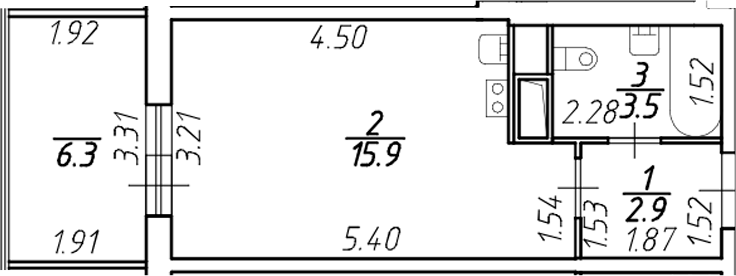Планировка — Аквилон Stories, Студия, 21 м²