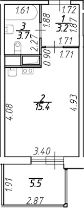 Планировка — Аквилон Stories, Студия, 22 м²