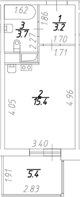 Планировка — Аквилон Stories, Студия, 22 м²