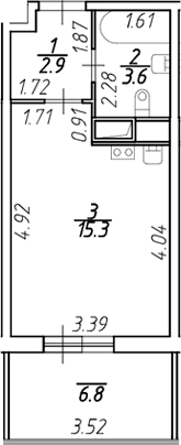 Планировка — Аквилон Stories, Студия, 22 м²