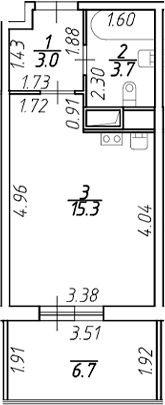 Планировка — Аквилон Stories, Студия, 22 м²
