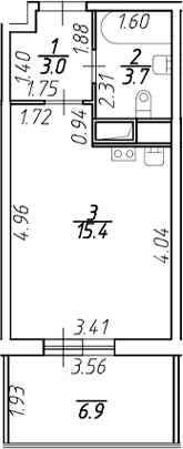 Планировка — Аквилон Stories, Студия, 22 м²