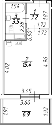 Планировка — Аквилон Stories, Студия, 22 м²