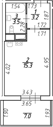 Планировка — Аквилон Stories, Студия, 22 м²