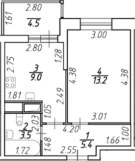 Планировка — Аквилон Stories, 1-комн., 31 м²