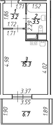Планировка — Аквилон Stories, Студия, 22 м²
