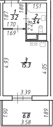 Планировка — Аквилон Stories, Студия, 22 м²