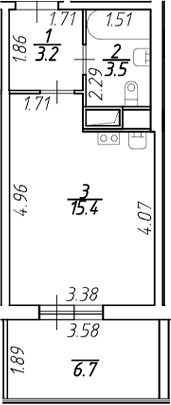 Планировка — Аквилон Stories, Студия, 22 м²