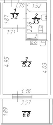 Планировка — Аквилон Stories, Студия, 22 м²