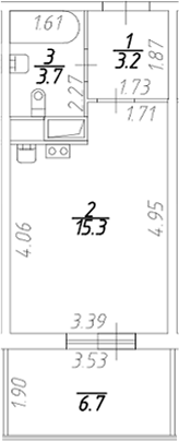 Планировка — Аквилон Stories, Студия, 22 м²