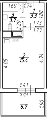 Планировка — Аквилон Stories, Студия, 22 м²