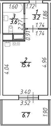 Планировка — Аквилон Stories, Студия, 22 м²