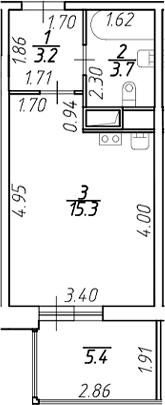 Планировка — Аквилон Stories, Студия, 22 м²