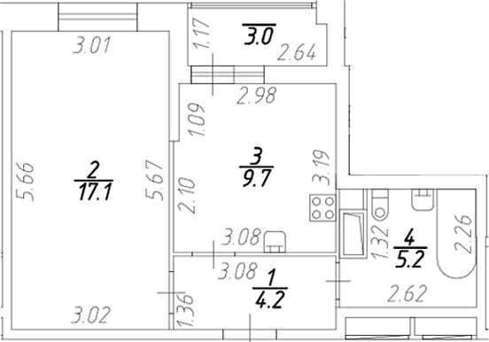 Планировка — Аквилон Stories, 1-комн., 36 м²