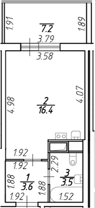 Планировка — Аквилон Stories, Студия, 24 м²