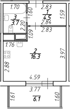 Планировка — Аквилон Stories, Студия, 25 м²