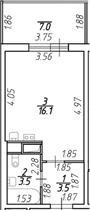 Планировка — Аквилон Stories, Студия, 23 м²