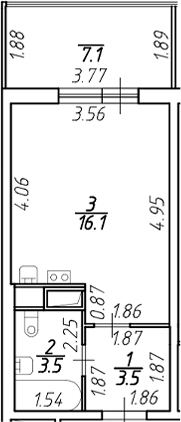 Планировка — Аквилон Stories, Студия, 23 м²
