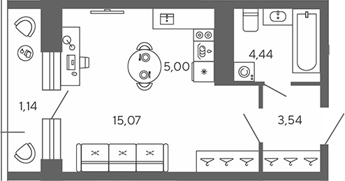 Планировка — Экоквартал Гармония, Студия, 28 м²