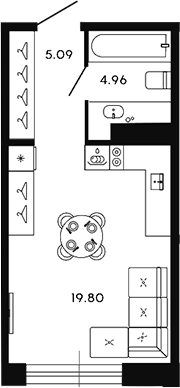 Планировка — 17/33, Студия, 30 м²