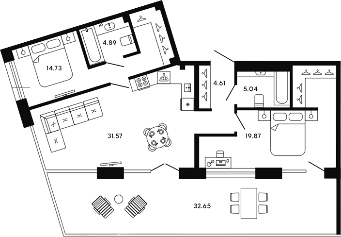 Планировка — 17/33, 3-комн., 81 м²