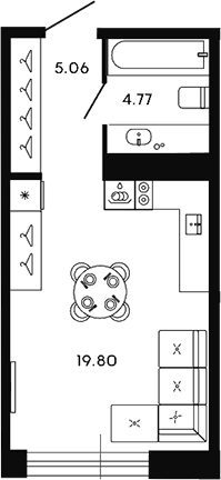 Планировка — 17/33, Студия, 30 м²
