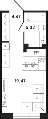 Планировка — 17/33, Студия, 29 м²