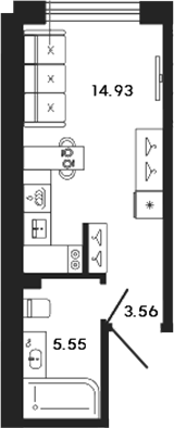 Планировка — 17/33, Студия, 24 м²