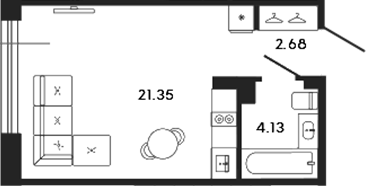 Планировка — 17/33, Студия, 28 м²