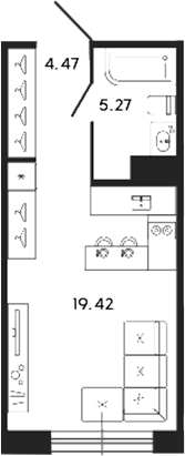 Планировка — 17/33, Студия, 29 м²
