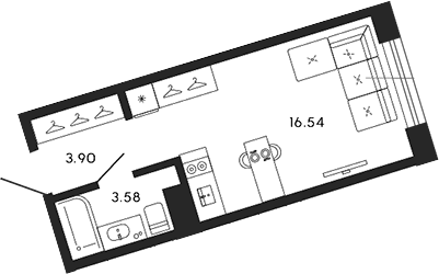 Планировка — 17/33, Студия, 24 м²