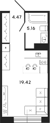 Планировка — 17/33, Студия, 29 м²
