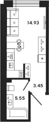 Планировка — 17/33, Студия, 24 м²