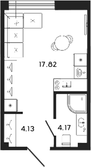Планировка — 17/33, Студия, 26 м²