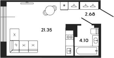 Планировка — 17/33, Студия, 28 м²