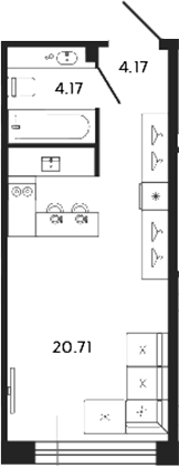 Планировка — 17/33, Студия, 29 м²
