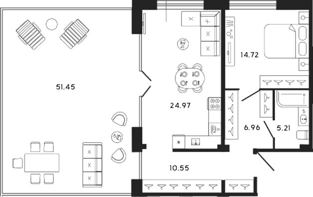 Планировка — 17/33, 2-комн., 62 м²