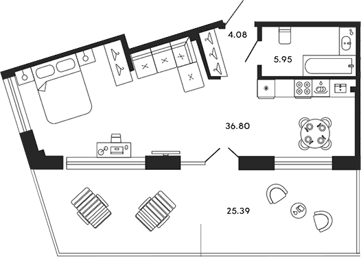 Планировка — 17/33, Студия, 47 м²