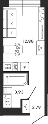 Планировка — 17/33, Студия, 29 м²