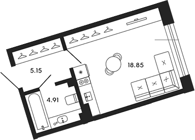 Планировка — 17/33, Студия, 29 м²
