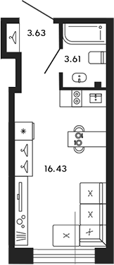 Планировка — 17/33, Студия, 24 м²