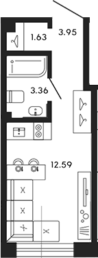 Планировка — 17/33, Студия, 22 м²
