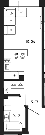 Планировка — 17/33, Студия, 29 м²