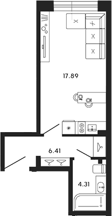 Планировка — 17/33, Студия, 29 м²