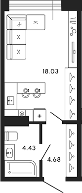 Планировка — 17/33, Студия, 27 м²