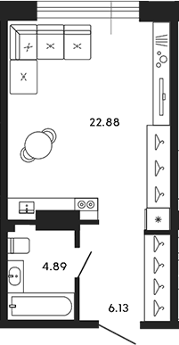 Планировка — 17/33, Студия, 34 м²