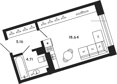 Планировка — 17/33, Студия, 29 м²