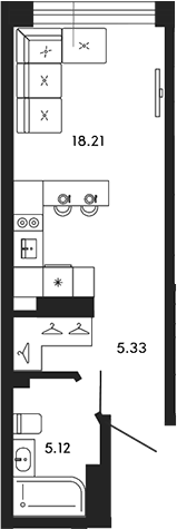 Планировка — 17/33, Студия, 29 м²